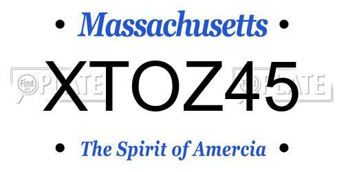 XTOZ45 Massachusetts License Plate