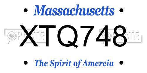 XTQ748 Massachusetts License Plate