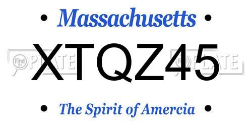 XTQZ45 Massachusetts License Plate