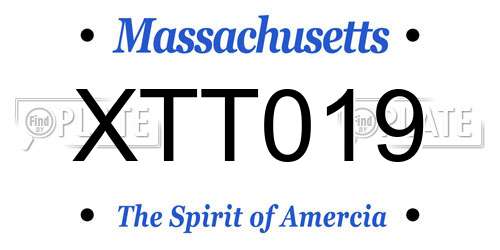 XTT019 Massachusetts License Plate