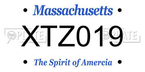 XTZ019 Massachusetts License Plate