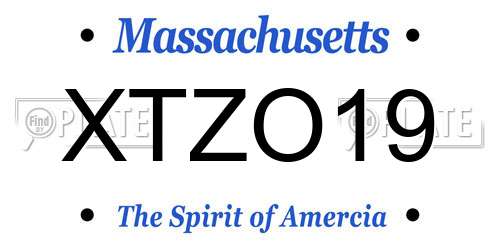 XTZO19 Massachusetts License Plate