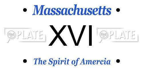 XVI Massachusetts License Plate