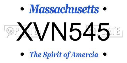 XVN545 Massachusetts License Plate