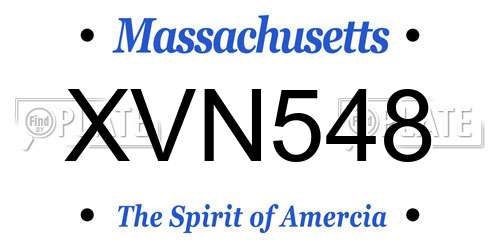 XVN548 Massachusetts License Plate