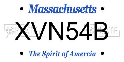 XVN54B Massachusetts License Plate