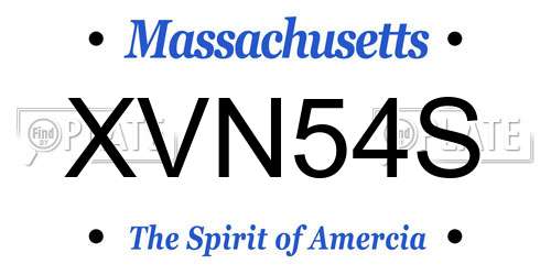 XVN54S Massachusetts License Plate