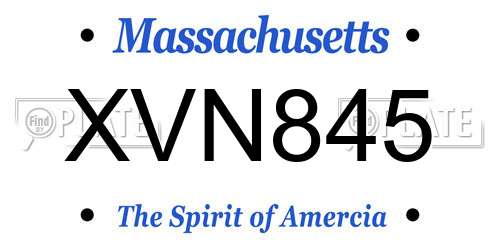 XVN845 Massachusetts License Plate