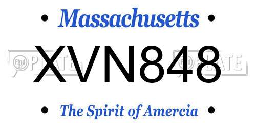 XVN848 Massachusetts License Plate