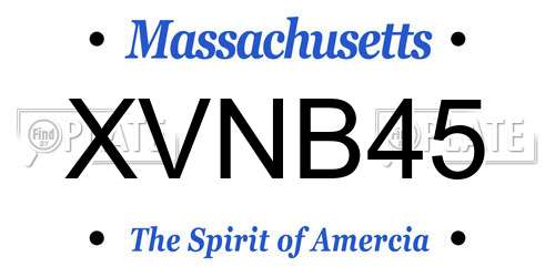 XVNB45 Massachusetts License Plate