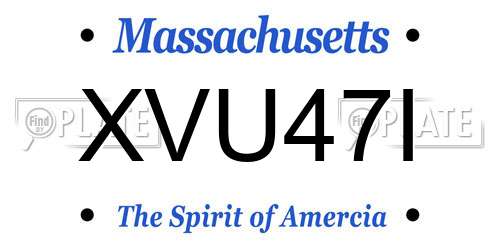 XVU47I Massachusetts License Plate
