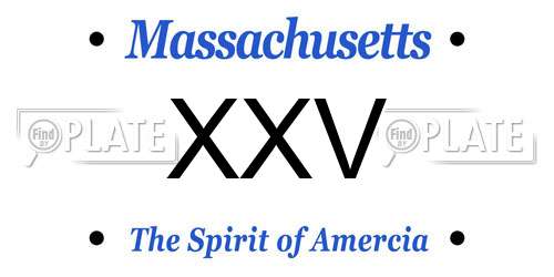 XXV Massachusetts License Plate