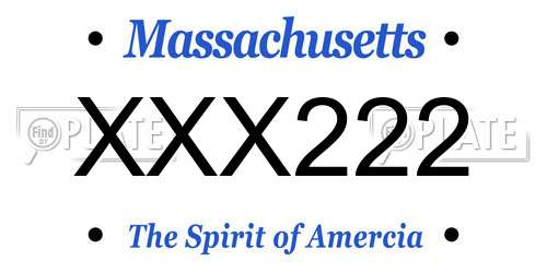 XXX222 Massachusetts License Plate