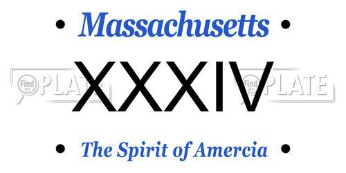 XXXIV Massachusetts License Plate