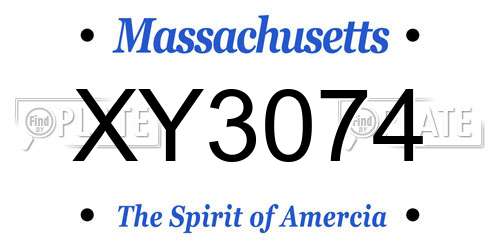 XY3074 Massachusetts License Plate