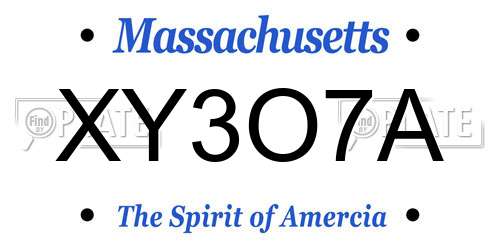 XY3O7A Massachusetts License Plate
