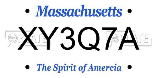 XY3Q7A Massachusetts License Plate