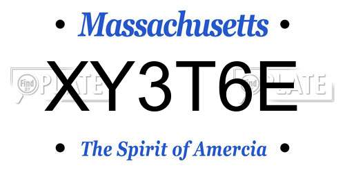 XY3T6E Massachusetts License Plate