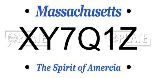 XY7Q1Z Massachusetts License Plate