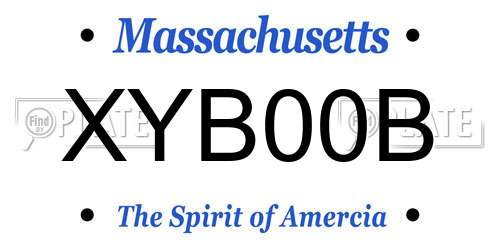 XYB00B Massachusetts License Plate