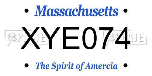XYE074 Massachusetts License Plate
