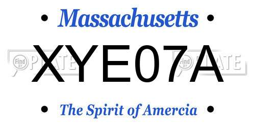 XYE07A Massachusetts License Plate