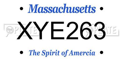 XYE263 Massachusetts License Plate