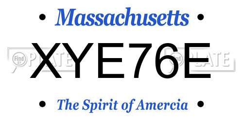 XYE76E Massachusetts License Plate
