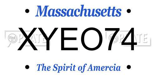 XYEO74 Massachusetts License Plate
