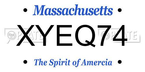XYEQ74 Massachusetts License Plate