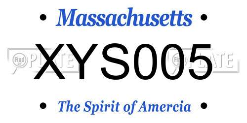XYS005 Massachusetts License Plate