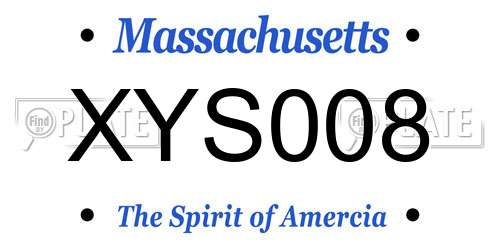 XYS008 Massachusetts License Plate