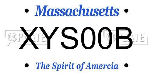 XYS00B Massachusetts License Plate