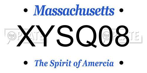 XYSQ08 Massachusetts License Plate