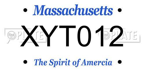 XYT012 Massachusetts License Plate