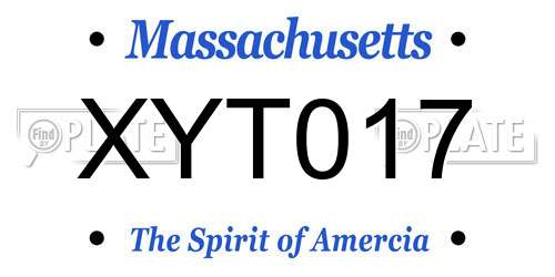 XYT017 Massachusetts License Plate