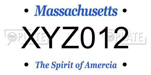 XYZ012 Massachusetts License Plate