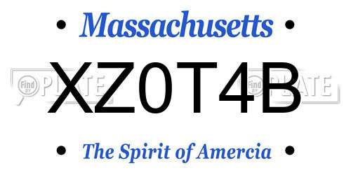 XZ0T4B Massachusetts License Plate