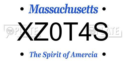XZ0T4S Massachusetts License Plate