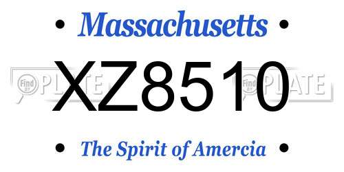 XZ8510 Massachusetts License Plate