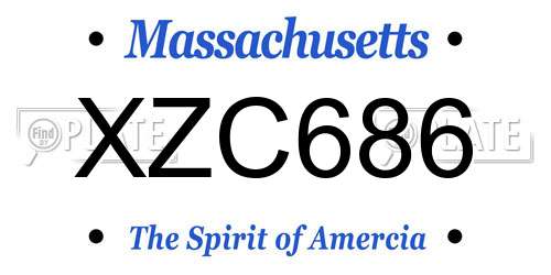 XZC686 Massachusetts License Plate