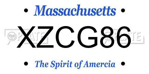 XZCG86 Massachusetts License Plate
