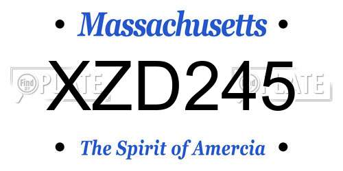 XZD245 Massachusetts License Plate