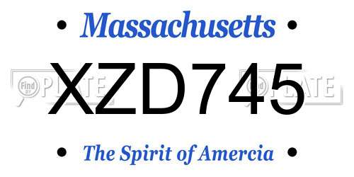 XZD745 Massachusetts License Plate