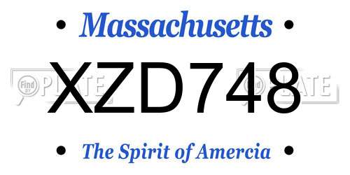 XZD748 Massachusetts License Plate