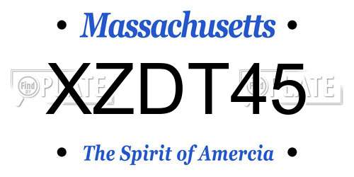 XZDT45 Massachusetts License Plate