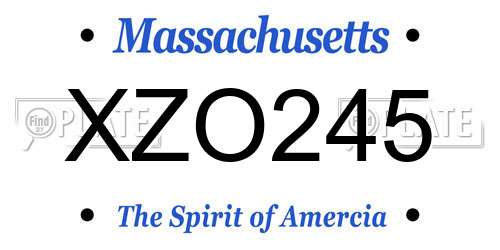 XZO245 Massachusetts License Plate