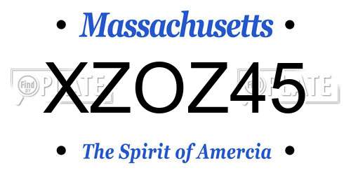 XZOZ45 Massachusetts License Plate