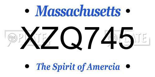 XZQ745 Massachusetts License Plate