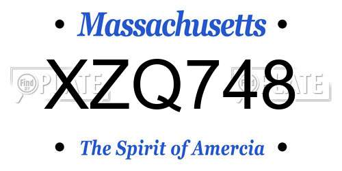 XZQ748 Massachusetts License Plate
